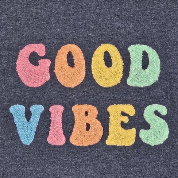 Wildfox Good‎ Vibes Embroidered Comfy Pullover Sweatshirt Blue Women Size Small - Picture 10 of 10